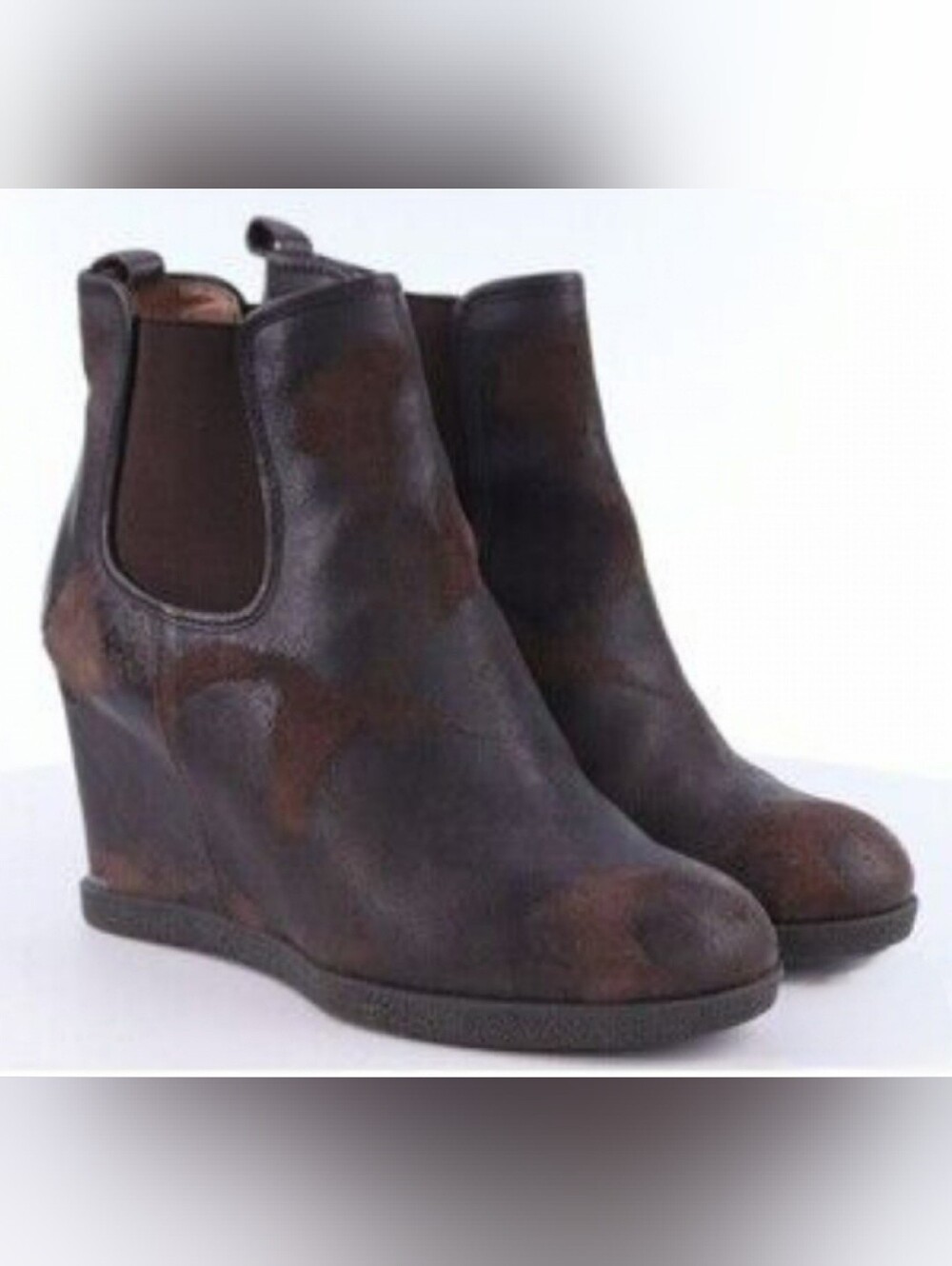 Donald Pliner Brown & Black Hues Camo-style Pattern Wedge Boot